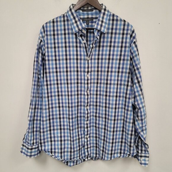 Nordstrom Rack Mens Plaid Button Up Dress Shirt Size 18 Office Preppy Career - Picture 1 of 9